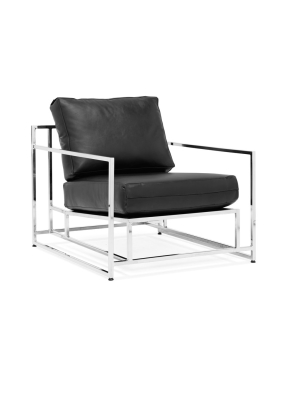 Inheritance Armchair - Black Leather & Polished Nickel