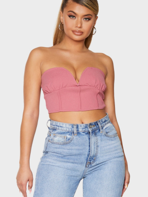 Rose Pink Structured Crepe Underbust Crop Top