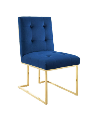 Privy Gold Stainless Steel Performance Velvet Dining Chair - Modway