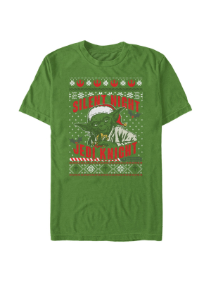 Men's Star Wars Christmas Yoda Silent Night Jedi Knight T-shirt