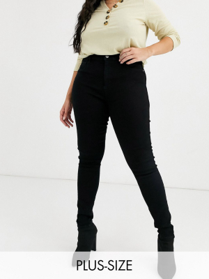 Only Curve High Waisted Skinny Jean In Black Wash