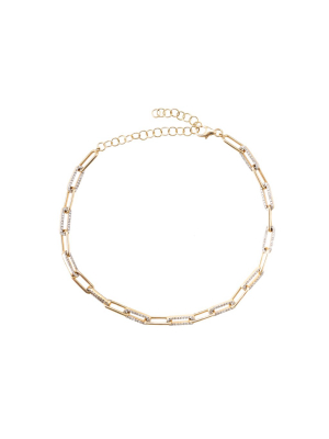 Thin Link Diamond Chain Link Bracelet