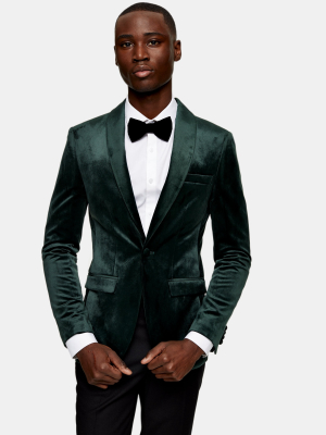 2 Piece Green Velvet Tuxedo Skinny Fit Suit With Shawl Lapel