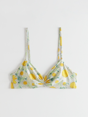 Ruched Floral Print Bikini Top