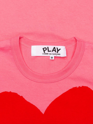 Comme Des Garcons Play Pastelle Red Logo T-shirt - Pink