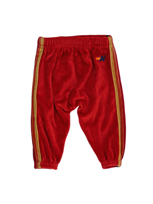 Baby Velour Sweatpants - Red