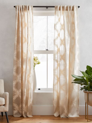 Semi-sheer Trellis Clipped Jacquard Curtain - Belgian Flax/ivory