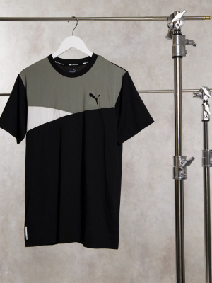 Puma Training Color Block T-shirt In Black