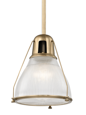 Hudson Valley Lighting Haverhill Pendant - Aged Brass & Clear Prismatic