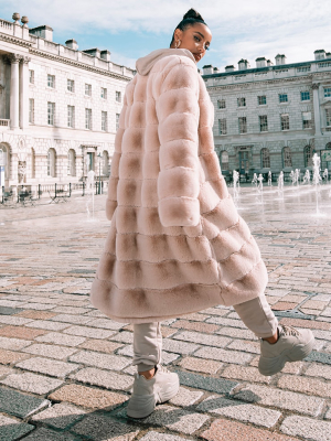 Nude Premium Faux Fur Bubble Maxi Coat