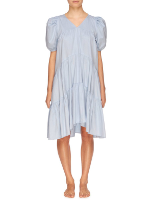 Matteo Tiered Midi Dress - Powder Blue