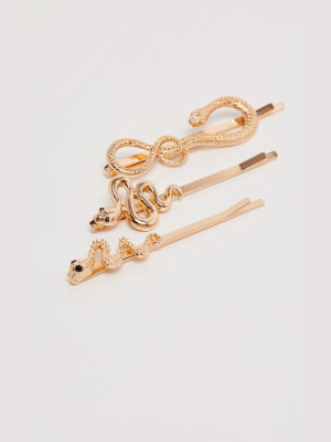 Gold Multi Snake Hair Slide 3 Pack