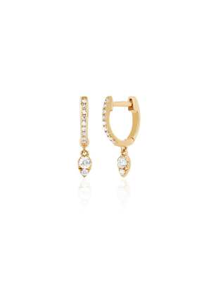 Ef Collection Diamond Mini Huggie With Diamond Teardrop Earring (single)