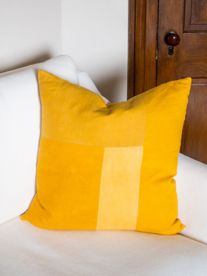 Naturally Dyed Colorblock Throw Pillow - Yellow
