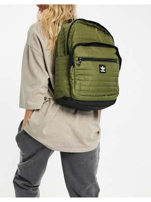 Adidas Originals Quilted Trefoil Backpack In Olive Cargo