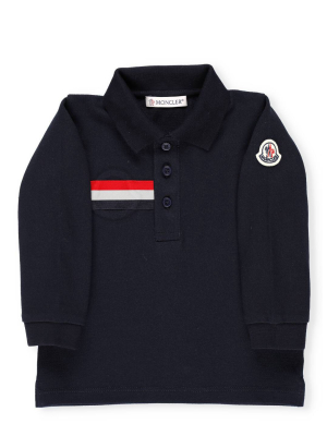 Moncler Enfant Logo Patch Long-sleeve Polo Shirt