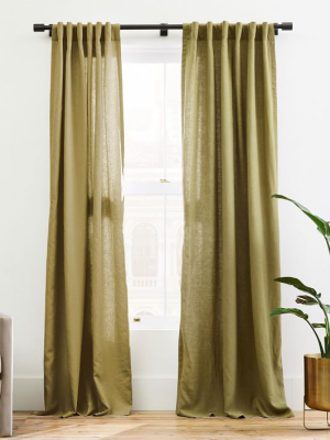 Belgian Flax Linen Curtain - Camo Olive