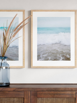 (set Of 2) 16" X 20" Beach Matted Framed Wall Art Blue - Threshold™