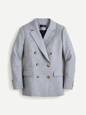 Double-breasted Blazer In Lightweight Houndstooth Wool