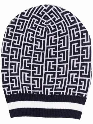 Balmain Logo Intarsia Knit Beanie