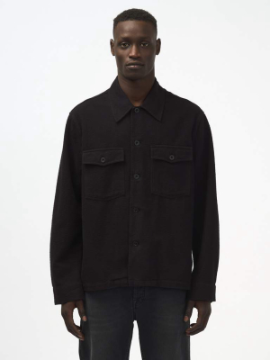 Evening Coach Jacket In Black Brushed Cotton