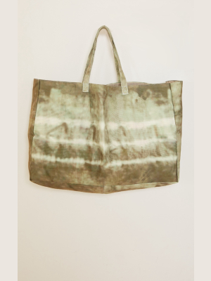 Khaki Tie Dye Oversized Tote Bag