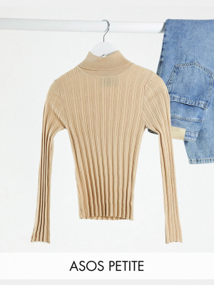 Asos Design Petite Ribbed Roll Neck Sweater