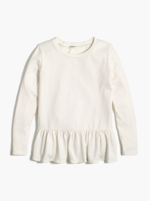 Girls' Long-sleeve Ruffle-back Peplum Tee