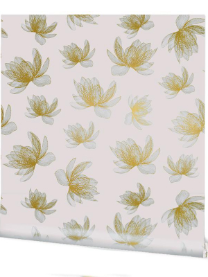 Magnolia Wallpaper In Cream On Gold By Tommassini Walls