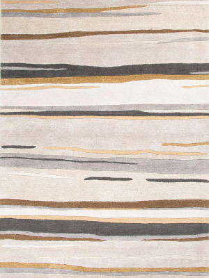 Bernini Handmade Abstract Gray & Gold Area Rug