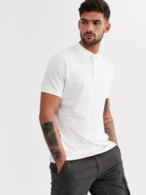 Asos Design Organic Jersey Polo In White