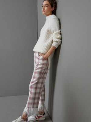 Brenda Feathered Plaid Pants