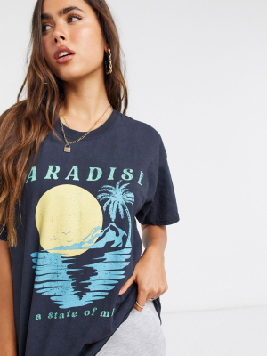 New Girl Order Oversized Paradise Beach T-shirt In Black