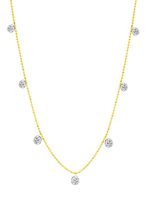 Small Floating Diamond Necklace - Yellow Gold