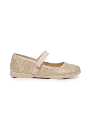 Classic Canvas Mary Janes In Shimmer Gold