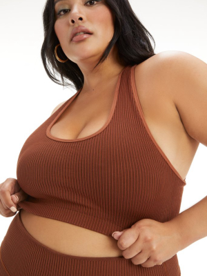 Seamless Rib Strappy Bra | Tortoise Shell001