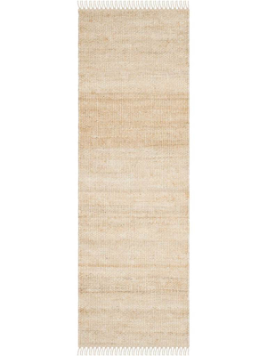 Natural Fiber Solid Ivory Runner Rug