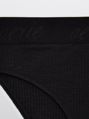 Aerie Ribbed Logo High Waisted Bikini Underwear