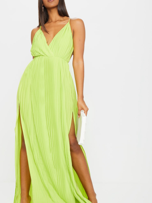 Lime Strappy Pleated Jumpsuit