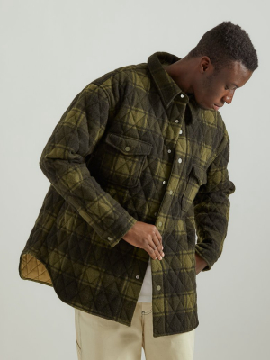 Plaid Blanket Shirt Jacket In Green