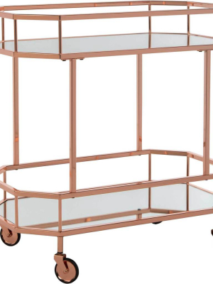 Sincere 2 Tier Octagon Bar Cart Rose Gold/mirror