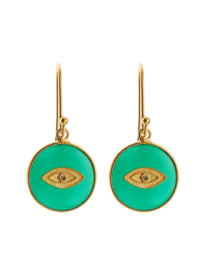 All Seeing Eye Earrings With Green Onyx