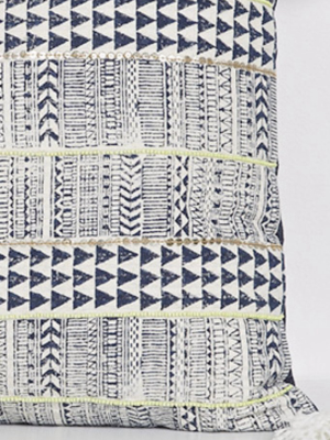 Arrow Block Print Embellished Pillow