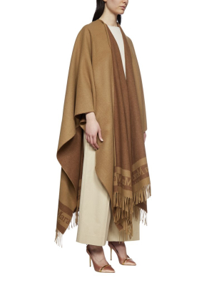 Max Mara Studio Logo Jacquard Knit Cape