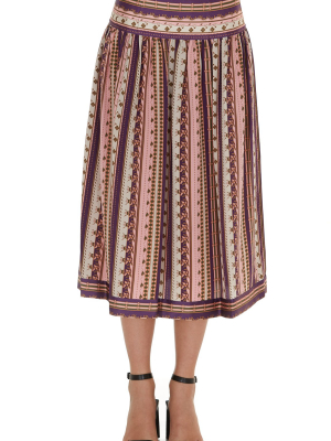 Tory Burch Burnout Pleated Midi Skirt