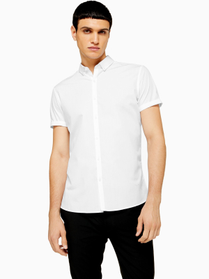 White Slim Fit Smart Short Sleeve Shirt