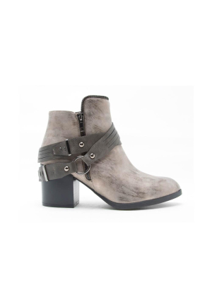 Wilson-15x Pewter Distressed Leather Zip Bootie