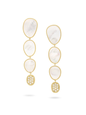 Marco Bicego® Lunaria Collection 18k Yellow Gold White Mother Of Pearl And Diamond Four Drop Earring