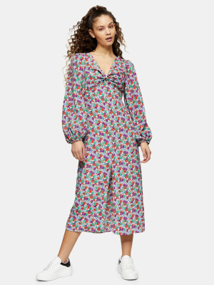 Godet Twist Midi Dress