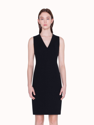 Sleeveless V-neck Double Face Wool Sheath Dress